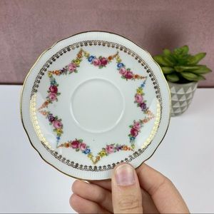 Vintage Schumann Floral Plate Germany US Zone 64 Gold Trim